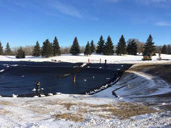 Pond liner install