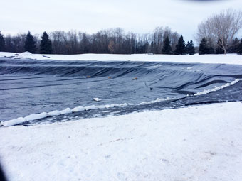 Pond liner install